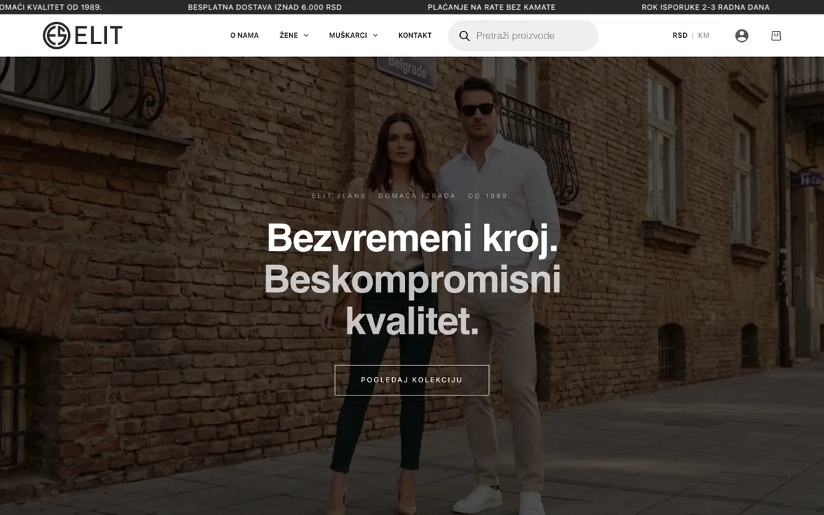 Elit Jeans online shop on a laptop