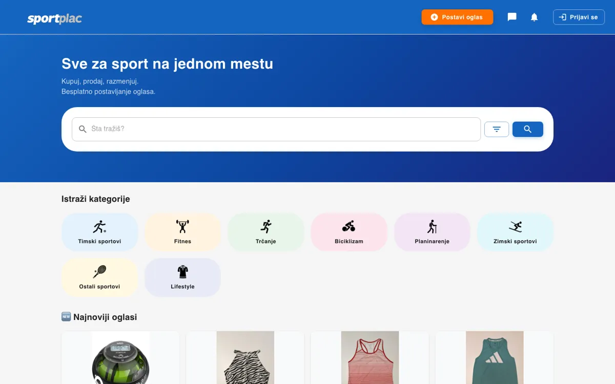 SportPlac marketplace on a laptop